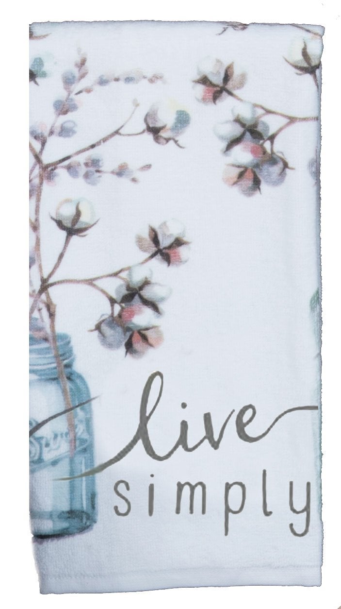 Kay Dee Designs Kitchen Towel Set (2 pc) - Choose Joy and Live Simply - Terry Hand Towels,White - Image 4
